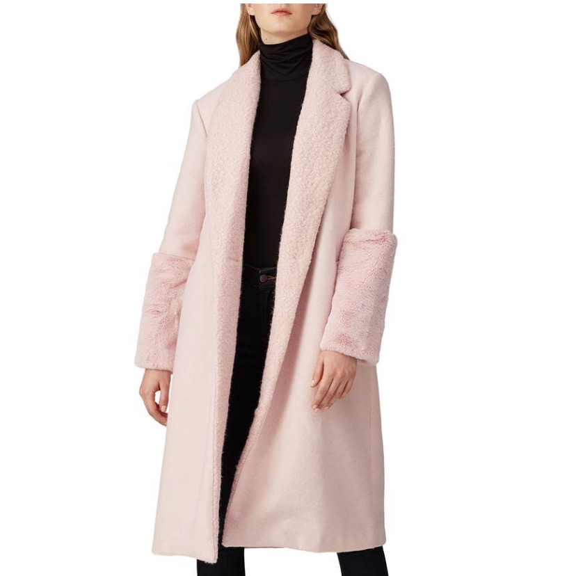 Hutch Pink Coat With Sherling Collar